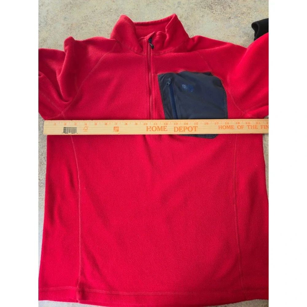 The North Face TKA 100 Classic Trinity 1/4 Zip Pullover Fleece Red Grey M EUC